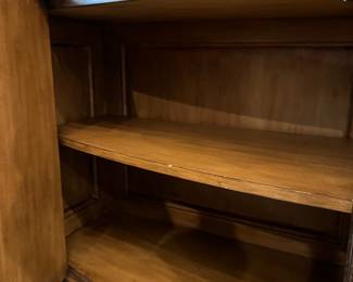 Lighted Hutch w Bamboo Design and Rattan Doors and Side Panels