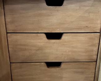 Lighted Hutch w Bamboo Design and Rattan Doors and Side Panels