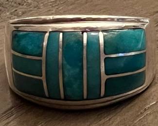 Sterling w Turquoise Inlay