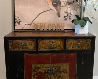 Hand Painted Chest, Art, Silk Orchid..
