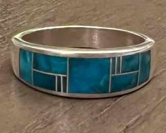 AT Sterling w Turquoise Inlay