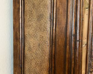 Lighted Hutch w Bamboo Design and Rattan Doors and Side Panels