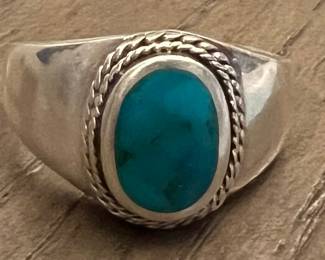 925 w Turquoise Oval Ring 
