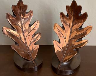Copper Leaf Bookends Vintage