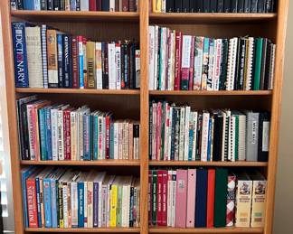 Bookcase, Lots of Cookbooks, etc.