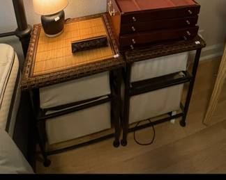 $74 	Pair of night stands with drawers basket