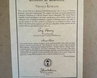 $60 	Thomas Kincade print