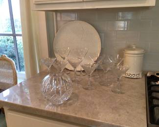 Waterford vase and martini glasses