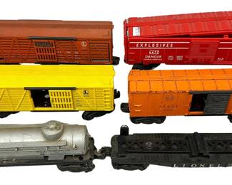 6 Lionel Cars Armour Operating Cattle Car 3656 Tanker Exploding 6470 6656 63132 6424