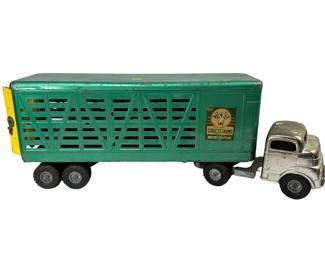 Vintage Structo Toys Farms Cattle C-3044 Cab Truck Original Paint Metallic Green Silver Steel