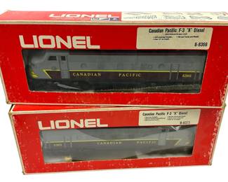 Lionel Red Box Canadian Pacific F-3 A Diesel Engine & Dummy in Boxes 6-8365, 6-8366