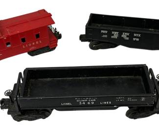ionel Automatic Ore Dumping Car 3469 Gondola Car 2452X Caboose 2257 1950s Post War in Original Box