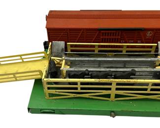Lionel Pressed Metal Cattle Car and Ramp + Cows Set 3656