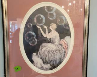 icart bubbles 1938 drypoint litho framed 
