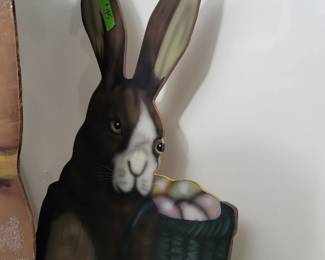Easter bunny painted on plywood