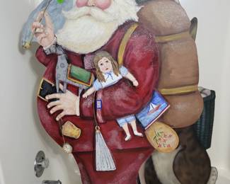 hand painted life size Santa Claus on plywood