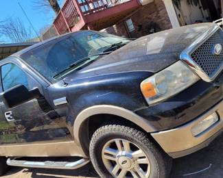 2004 Ford F150 Lariat 5.4 Triton 4 x 4 VIN #: 1FTPW14534KC01149 (156,375 miles) Black with White Trim, Tow Package, Side Steps and More! Offers begin at $4,000 with $200 minimum increments taking offers until noon on Saturday call for details . Call, Text or email for Details