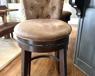 Swivel Counter Chairs - leather with Nailhead and Button tufted back