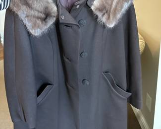 Vintage ladies fur trim coat