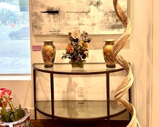 Brass & Glass Demilune Console Table