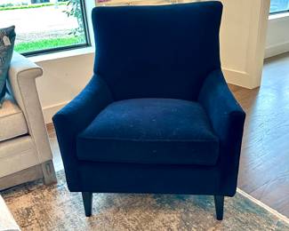Pair of Arhaus Blue Velvet Bingham Chairs