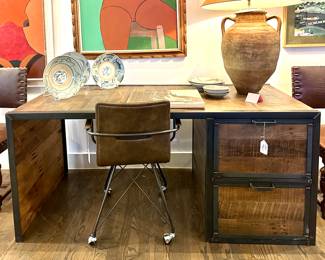 Industrial Style Reclaimed Wood & Metal Desk