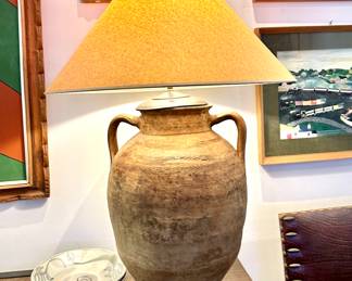 Large Antique Rustic Urn Table Lamp