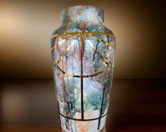 Gold Line Glazed Art Pottery Vase $189 or bid #19
