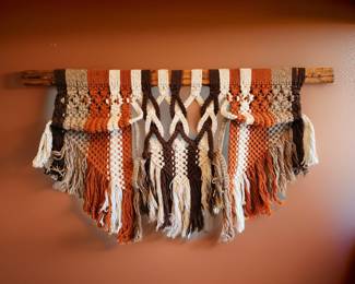 Vintage Wool Macrome' Wall Hanging 70" Wide $195 or bid #13