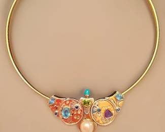 Sterling 18k and 22k Gemstone Necklace by Utah designer WENDY NEWMAN $350 or bid #81