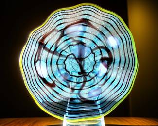 Free Form Art Glass Plate with wall mount  $115 or bid #68