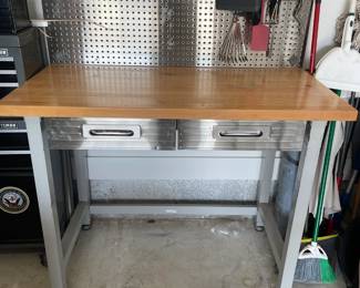 Wood and Metal Work Bench 2 drawers.               48"w 24"d 62"t