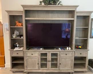 Havertys' Wall unit Dovetail Grey, less than 3 years old! 4 pieces, paid over  3K  selling for $ 2,000 (will not be lowered)  108" Wide 18" Deep 91.5" Tall. (9' x 1.5' x 7.5')