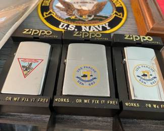 US Navy Collectibles  Zippo lighters in case