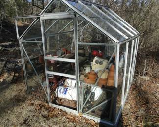 Greenhouse aluminum and glass you want it you take it apart! Planters and more