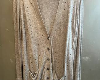 Ann Taylor gray cardigan with black rhinestones. Size medium. Has pockets!!