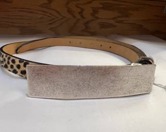 Leopard print genuine leather belt. Size large.