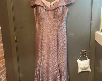 R&M Richard purple lace sparkle dress. Has padding in bra area. Size 12. 