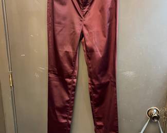 WHBM purple satin pants with small slits at the bottom. Size 4. The Slim style.