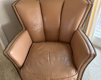 Art Deco leather Tulip chair, perfect condition