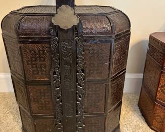 Timeless Antique Chinese Wood Wedding Basket, three baskets, brass dragon handle, circa early 1900’s
DIMENSIONS
16ʺW × 19.5ʺD × 26.5ʺH
