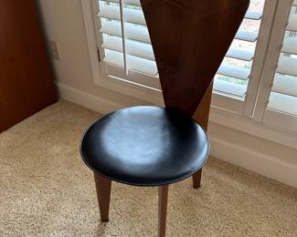 H 34 in W 18 in D 19 in. Italian Ebonized Bentwood & Leather chair