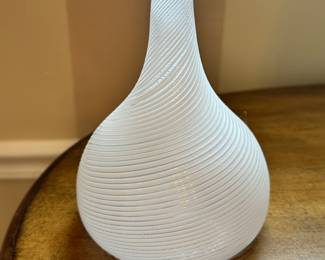 white hand blown glass vase