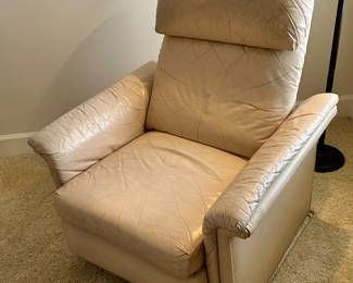 Ivory leather recliner
