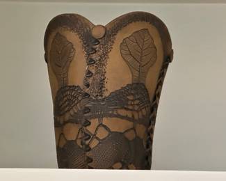 pottery vase leaf design