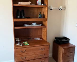 Wood bookshelf with storage