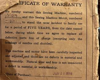 1918 Western Electric Sewing Machine with case and foot pedal