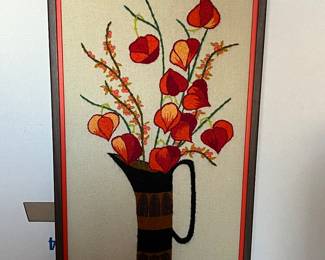 Embroidered floral decor