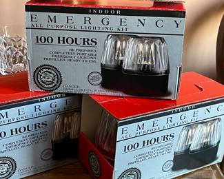 Garage and basement items including emergency lights