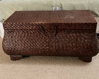 Woven rattan storage trunk
